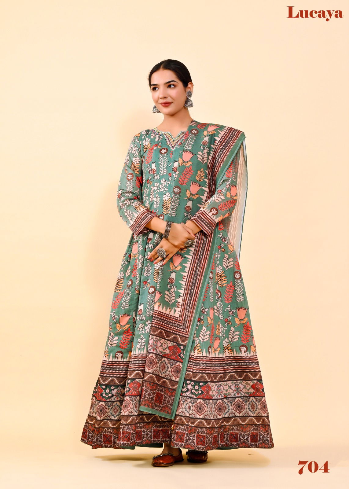 Lucaya Vol 7 Kalamkari Printed Dupatta With Gown Catalog
